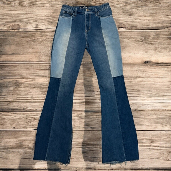 Hollister Denim - Hollister Two-Tone Blue Patchwork Flare Jeans